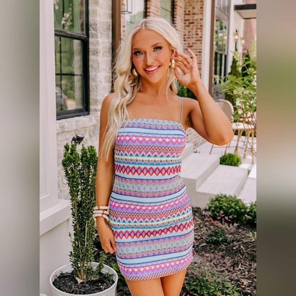 NWT TCEC Sleeveless Colorful Knit Striped Beach Party Dress size Small